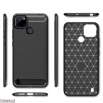 Carbon guminis dėklas - juodas (Realme C21Y/C25Y) Carbon guminis dėklas - juodas (Realme C21Y/C25Y)